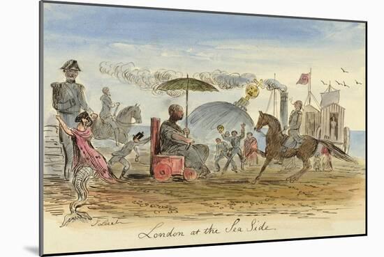 London at the Sea Side, Pub.1844 (Colour Litho)-John Leech-Mounted Giclee Print