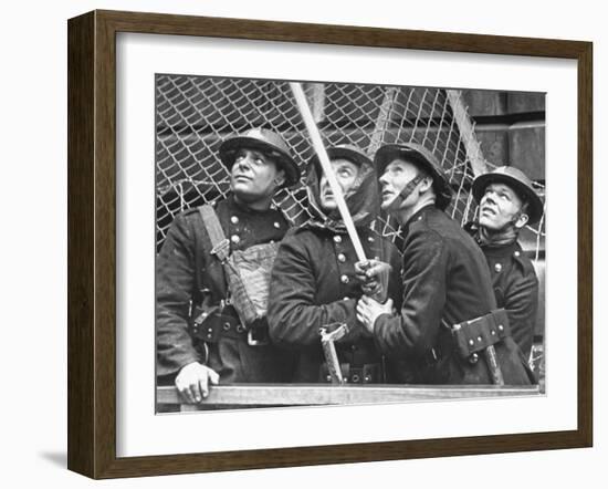 London Auxiliary Fire Service Working on a Fire Near Whitehall Caused by Incendiary Bomb-William Vandivert-Framed Photographic Print
