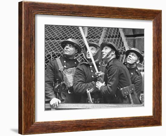 London Auxiliary Fire Service Working on a Fire Near Whitehall Caused by Incendiary Bomb-William Vandivert-Framed Photographic Print