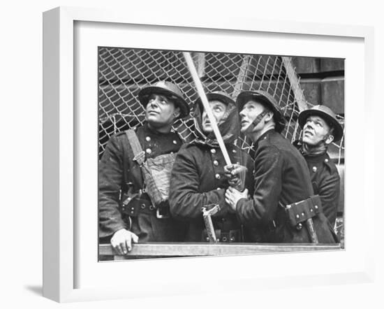 London Auxiliary Fire Service Working on a Fire Near Whitehall Caused by Incendiary Bomb-William Vandivert-Framed Photographic Print