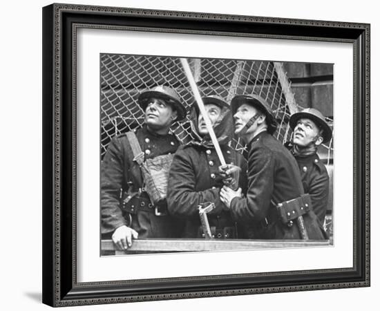 London Auxiliary Fire Service Working on a Fire Near Whitehall Caused by Incendiary Bomb-William Vandivert-Framed Photographic Print