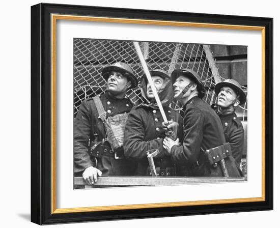 London Auxiliary Fire Service Working on a Fire Near Whitehall Caused by Incendiary Bomb-William Vandivert-Framed Photographic Print