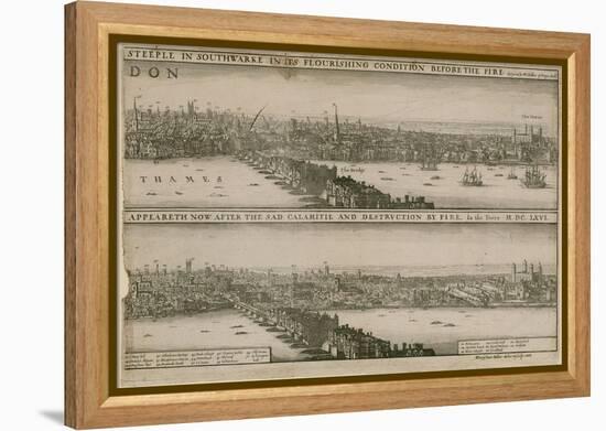 London, before and after the Great Fire-Wenceslaus Hollar-Framed Premier Image Canvas