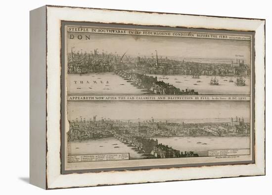 London, before and after the Great Fire-Wenceslaus Hollar-Framed Premier Image Canvas