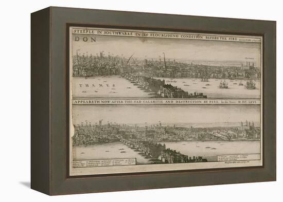 London, before and after the Great Fire-Wenceslaus Hollar-Framed Premier Image Canvas