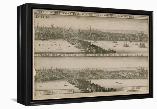 London, before and after the Great Fire-Wenceslaus Hollar-Framed Premier Image Canvas