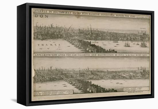 London, before and after the Great Fire-Wenceslaus Hollar-Framed Premier Image Canvas