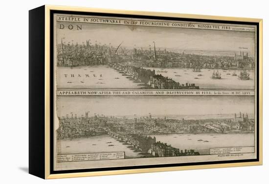 London, before and after the Great Fire-Wenceslaus Hollar-Framed Premier Image Canvas