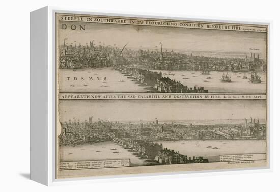 London, before and after the Great Fire-Wenceslaus Hollar-Framed Premier Image Canvas