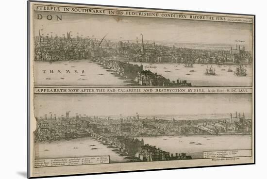 London, before and after the Great Fire-Wenceslaus Hollar-Mounted Giclee Print