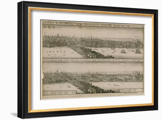 London, before and after the Great Fire-Wenceslaus Hollar-Framed Giclee Print