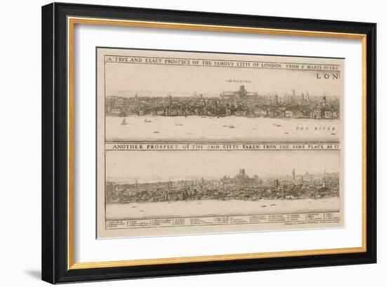 London, before and after the Great Fire-Wenceslaus Hollar-Framed Giclee Print