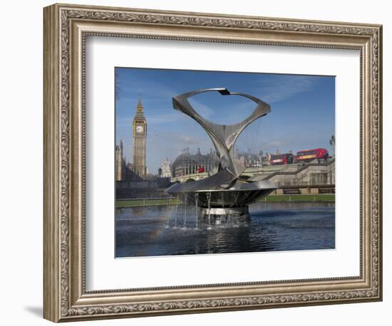 London Big Ben with Gabo's fountain in foreground-Charles Bowman-Framed Photographic Print