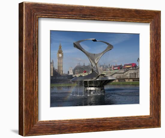 London Big Ben with Gabo's fountain in foreground-Charles Bowman-Framed Photographic Print