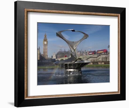 London Big Ben with Gabo's fountain in foreground-Charles Bowman-Framed Photographic Print
