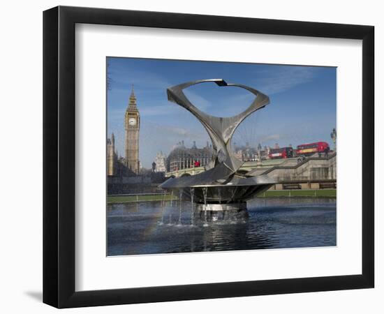 London Big Ben with Gabo's fountain in foreground-Charles Bowman-Framed Photographic Print