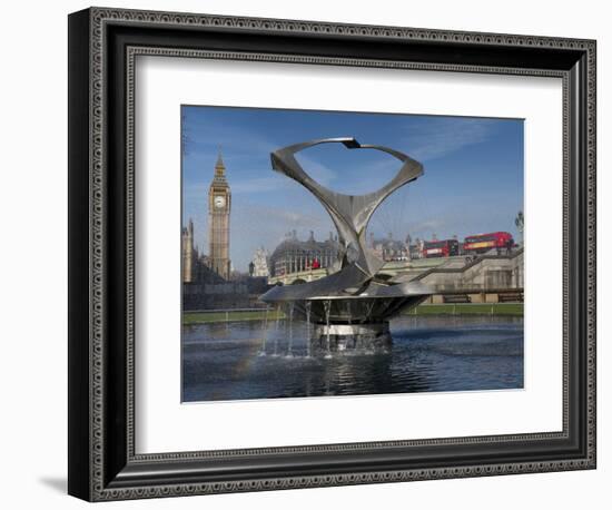 London Big Ben with Gabo's fountain in foreground-Charles Bowman-Framed Photographic Print