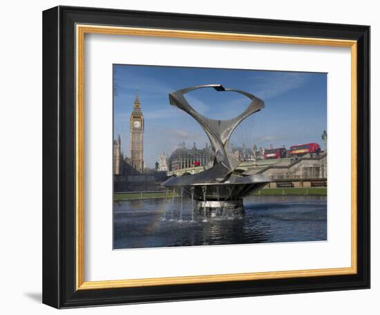 London Big Ben with Gabo's fountain in foreground-Charles Bowman-Framed Photographic Print