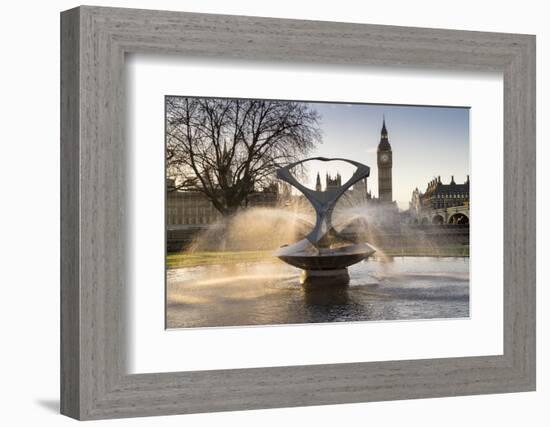 London Big Ben with Gabo's fountain in foreground-Charles Bowman-Framed Photographic Print