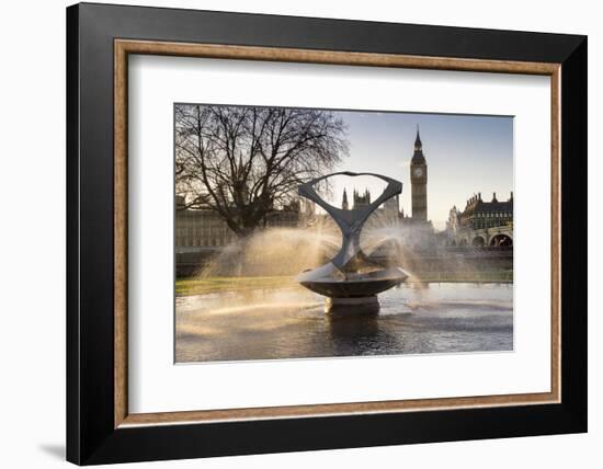 London Big Ben with Gabo's fountain in foreground-Charles Bowman-Framed Photographic Print