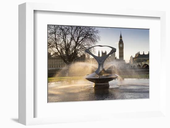 London Big Ben with Gabo's fountain in foreground-Charles Bowman-Framed Photographic Print