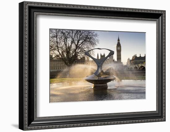 London Big Ben with Gabo's fountain in foreground-Charles Bowman-Framed Photographic Print