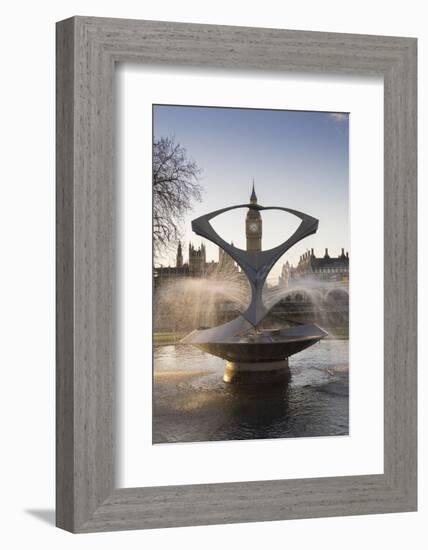 London Big Ben with Gabo's fountain in foreground-Charles Bowman-Framed Photographic Print