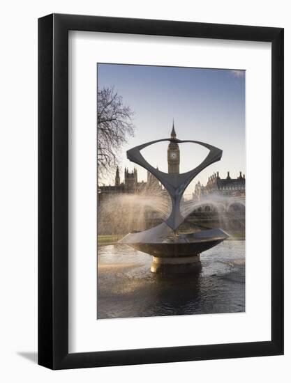 London Big Ben with Gabo's fountain in foreground-Charles Bowman-Framed Photographic Print