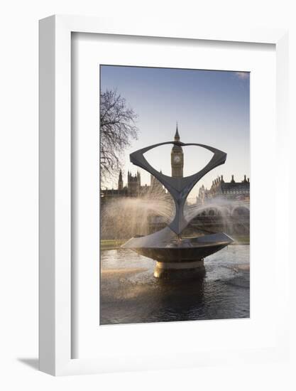 London Big Ben with Gabo's fountain in foreground-Charles Bowman-Framed Photographic Print