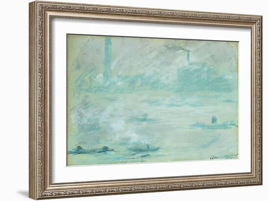 London, Boats on the Thames-Claude Monet-Framed Giclee Print