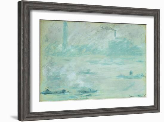 London, Boats on the Thames-Claude Monet-Framed Giclee Print