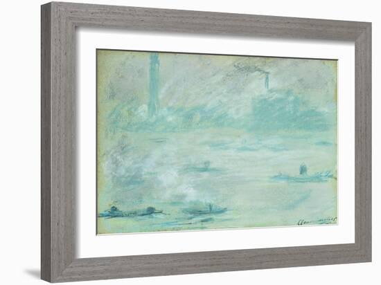 London, Boats on the Thames-Claude Monet-Framed Giclee Print