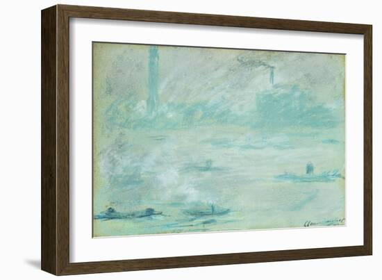 London, Boats on the Thames-Claude Monet-Framed Giclee Print