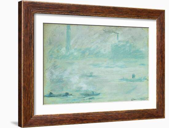 London, Boats on the Thames-Claude Monet-Framed Giclee Print