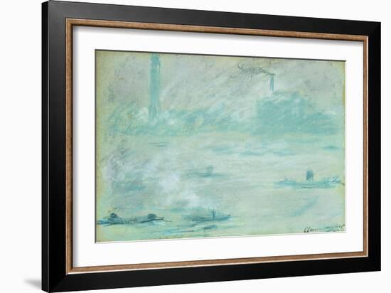 London, Boats on the Thames-Claude Monet-Framed Giclee Print