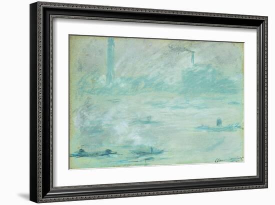 London, Boats on the Thames-Claude Monet-Framed Giclee Print