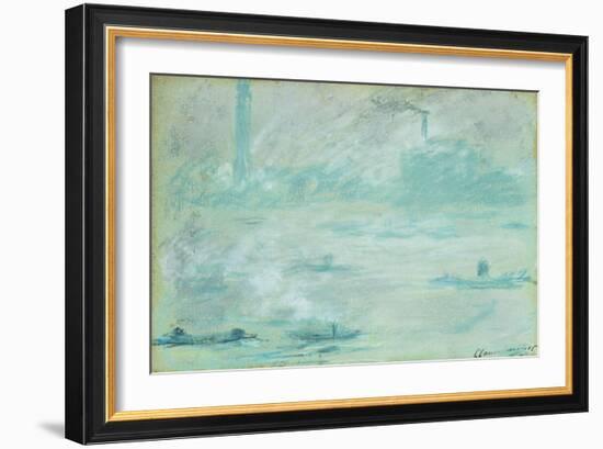 London, Boats on the Thames-Claude Monet-Framed Giclee Print