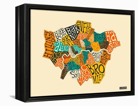 London Boroughs-Jazzberry Blue-Framed Stretched Canvas