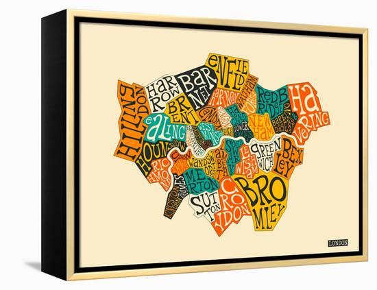 London Boroughs-Jazzberry Blue-Framed Stretched Canvas