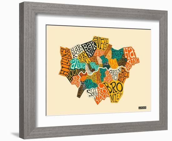 London Boroughs-Jazzberry Blue-Framed Art Print