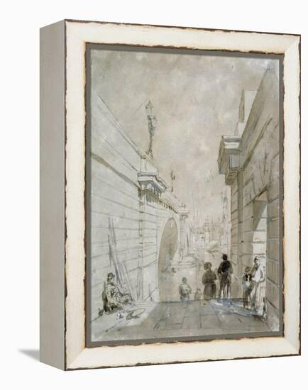 London Bridge Looking North from the Upper Landing of Steps Near Tooley Street, 1833-Edward William Cooke-Framed Premier Image Canvas