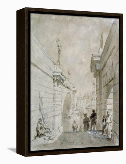 London Bridge Looking North from the Upper Landing of Steps Near Tooley Street, 1833-Edward William Cooke-Framed Premier Image Canvas