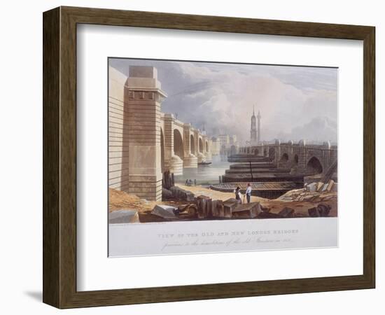 London Bridge (Old and New), London, 1832-William Knight-Framed Giclee Print