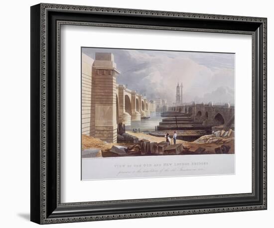 London Bridge (Old and New), London, 1832-William Knight-Framed Giclee Print