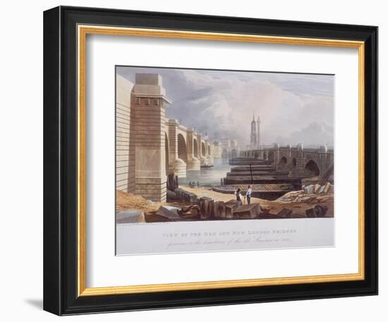 London Bridge (Old and New), London, 1832-William Knight-Framed Giclee Print