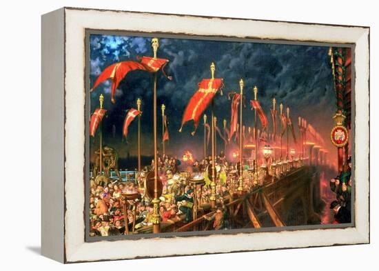 London Bridge on the Night of the Marriage of the Prince and Princess of Wales, 1863-6-William Holman Hunt-Framed Premier Image Canvas