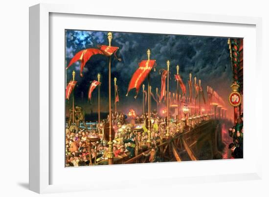 London Bridge on the Night of the Marriage of the Prince and Princess of Wales, 1863-6-William Holman Hunt-Framed Giclee Print