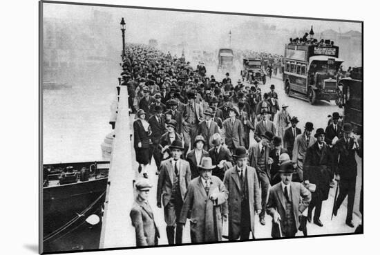 London Bridge Rush Hour, London, 1926-1927-null-Mounted Giclee Print