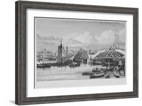 London Bridge under Construction, 1827-George Cooke-Framed Giclee Print