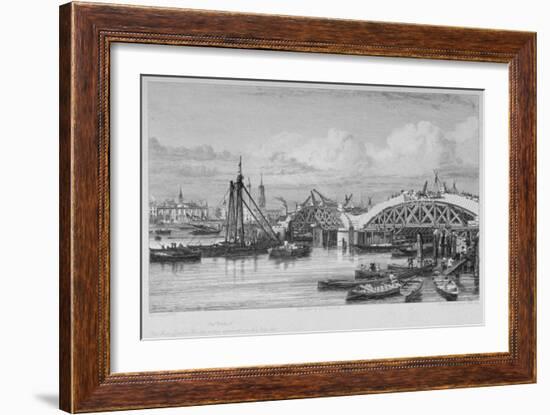 London Bridge under Construction, 1827-George Cooke-Framed Giclee Print